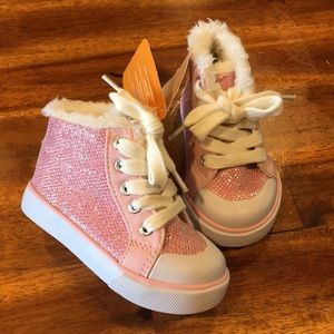 NWT Gymboree Pink Glitter w/ Fur Trim Hightop